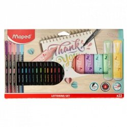 Zestaw do letteringu zakreślacze cienkopisy 22 elementy Maped