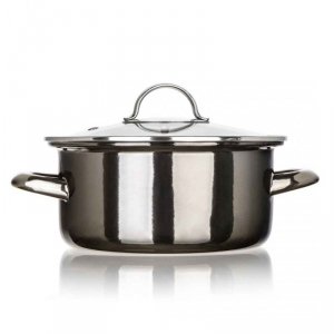 GARNEK EMALIOWANY 22cm 3,7L Z POKRYWĄ BANQUET METALLIC BLACK