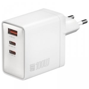 Ładowarka sieciowa Pocket 100W GaN 2xUSB-C + USB-A Biała