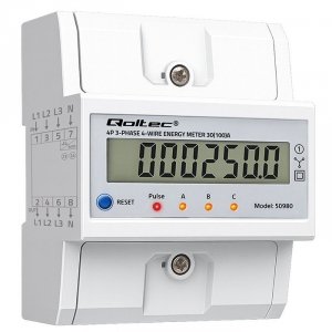 Trójfazowy elektroniczny licznik z resetem | miernik zużycia energii na szynę DIN | 400V | 100A | LCD | LED | 4P