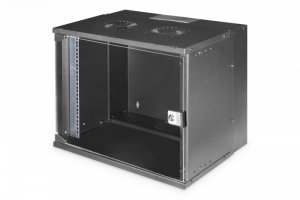 Digitus Szafa sieciowa wisząca 19 9U, SOHO PRO 460 x 540 x 400 mm, nośność 60kg, drzwi szyba, niezłożona, Czarna
