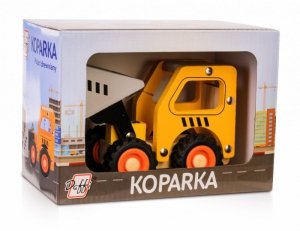 Daffi Drewniane auto z oponami Koparka
