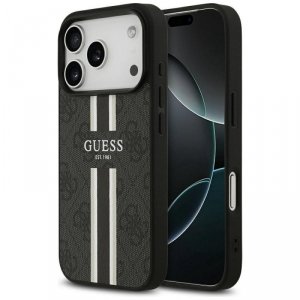 GUESS futerał do IPHONE 17 Pro kompatybilny z MagSafe GUHMP17LP4RPSK (4G Printed Stripes) czarny
