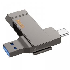 Pendrive 128GB USB 3.2 (USB A + USB C) Hoco UD15 szary