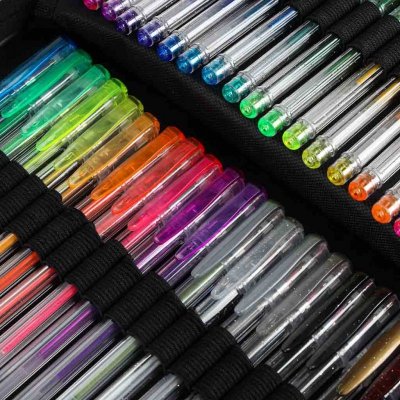 Długopisy żelowe kolorowe w etui 100 sztuk + 100 wkładów