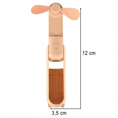 Wiatrak biurkowy wentylator mini ręczny składany wiatraczek przenośny USB różowy