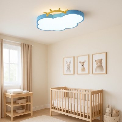 Lampa LED sufitowa plafon do pokoju dziecięcego ściemniana LUMELA + pilot chmurka niebieska