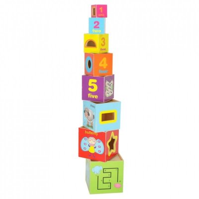 Wieża edukacyjna drewniana sorter kształty nauka liczenia 71cm XXL