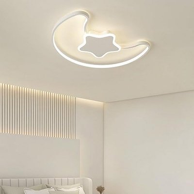 Lampa LED sufitowa plafon do pokoju dziecięcego ściemniana LUMELA + pilot księżyc biała