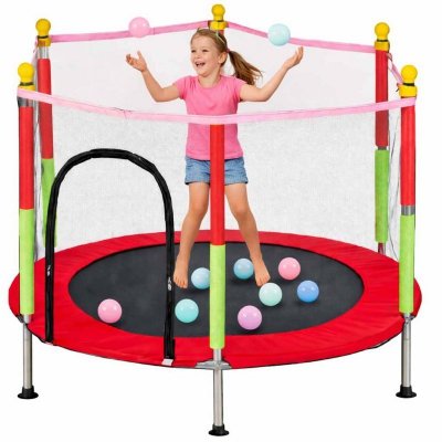 Trampolina do domu ogrodu dla dzieci siatka 140cm 55inch czerwona