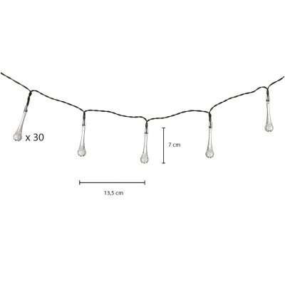 Lampki solarne ogrodowe łezki 6,5m 30LED ciepły biały
