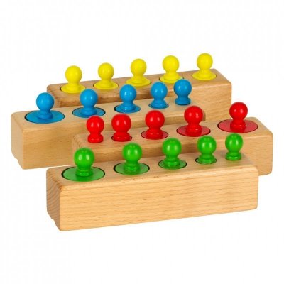 Odważniki cylindry drewniane montessori kolorowe