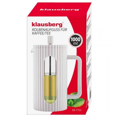 ZAPARZACZ TŁOKOWY DO KAWY/HERBATY 1000ml KLAUSBERG KB-7753 BIAŁY