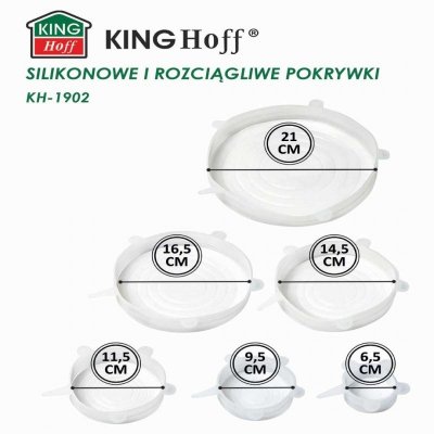 ZESTAW 6 szt. UNIWERSALNYCH POKRYWEK SILIKONOWYCH KINGHOFF KH-1902