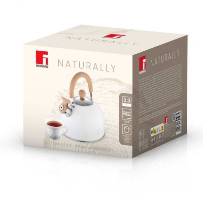 CZAJNIK STALOWY Z GWIZDKIEM 2,3L BERGNER BG-37304 NATURALLY