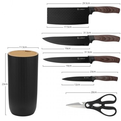 ZESTAW NOŻY KUCHENNYCH Z TASAKIEM W STOJAKU E-6309