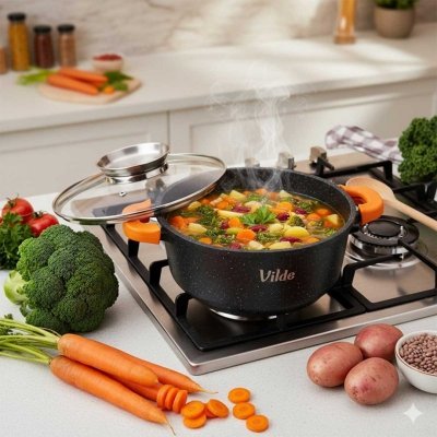 GARNEK GRANITOWY 2,1L 20cm Z POKRYWĄ Z AROMATYZEREM TERRUNA 199104