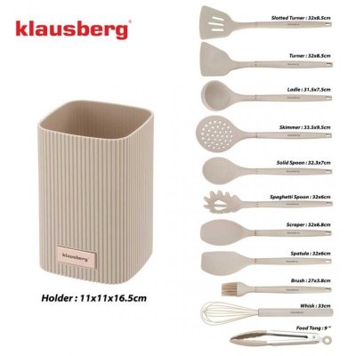 ZESTAW 12 SILIKONOWYCH PRZYBORÓW KUCHENNYCH W STOJAKU KLAUSBERG KB-9012