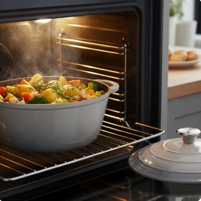 EMALIOWANY GARNEK ŻELIWNY 24cm 4L HAGE SZARY