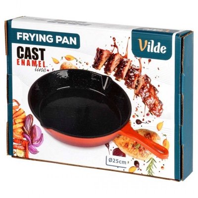 PATELNIA ŻELIWNA EMALIOWANA 25cm Z SILIKONOWĄ NAKŁADKĄ 199155