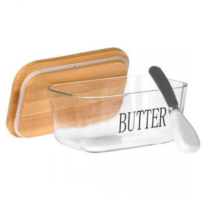 MASELNICZKA SZKLANA Z NOŻYKIEM I BAMBUSOWĄ POKRYWĄ 139475
