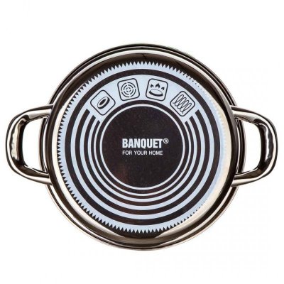 GARNEK EMALIOWANY 22cm 3,7L Z POKRYWĄ BANQUET METALLIC BLACK