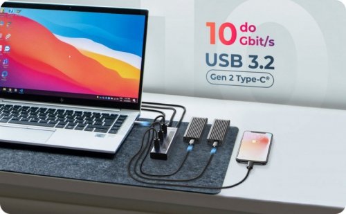 HUB IB-HUB1450-C31 10 x USB TYPE-C Gen 2 z zasilaczem