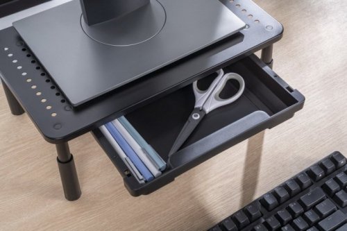 Podstawka regulowana pod monitor z szufladą