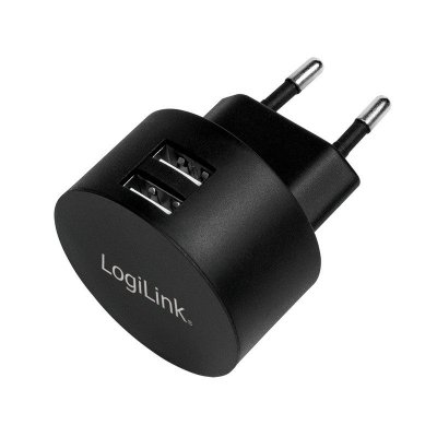 Ładowarka sieciowa  2x USB-A, 10.5W, czarna