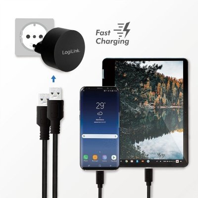 Ładowarka sieciowa  2x USB-A, 10.5W, czarna