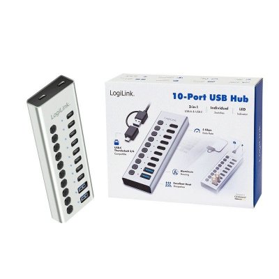 Hub USB3.2 10-portow USB-A/C, funkcja on/off