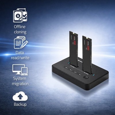 Stacja dokujšca dysków SSD M.2 NVMe | PCIe | USB-C | 20Gb/s |    DUAL 2x8TB | klonowanie offline