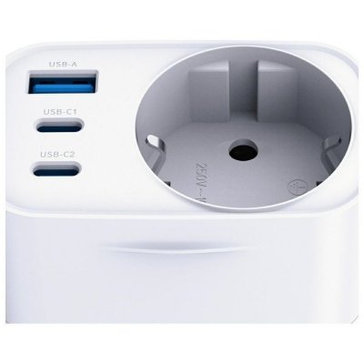 Adapter sieciowy Hyper Charger 30W 1xUSB-A 2xUSB-C 1x Schuko PD  QC 3.0 białt