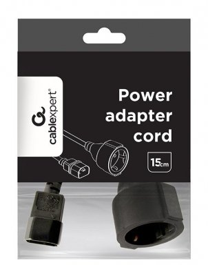 Gembird Adapter zasilania IEC320 C14-&gt;SCHUKO(F) 15 cm
