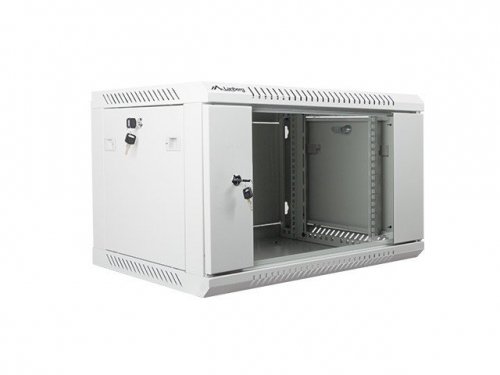Lanberg Szafa instalacyjna wisząca 19&#039;&#039; 6U 600X450mm szara (drzwi        szklane)