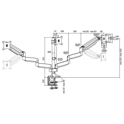 LogiLink Aluminiowy uchwyt na 3 monitory 13-27, max.8kg
