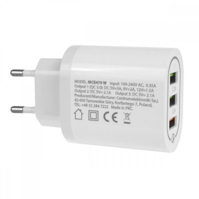 Maclean Ładowarka sieciowa QC 3xUSB MCE479W