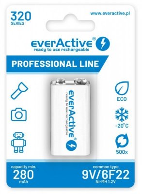 everActive Akumulator 6F22/9V Ni-MH 320 mAh 1 szt. ready to use