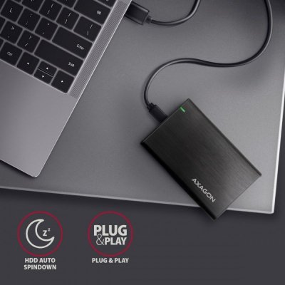 AXAGON EE25-A6C Bezśrubowa aluminiowa obudowa zewnętrzna USB-C 3.2 Gen 1 - SATA 6G dla 2.5&quot; SSD/HDD
