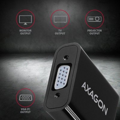 AXAGON RVH-VGAN Adapter aktywny HDMI -&gt; VGA FullHD, wyjście audio, micro USB złącze zasilania