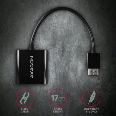 AXAGON RVH-VGAN Adapter aktywny HDMI -&gt; VGA FullHD, wyjście audio, micro USB złącze zasilania
