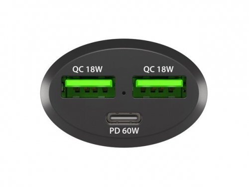Natec Ładowarka samochodowa Coney 2x USB 1x USB-C QC 3.0 Power Delivery 84W Czarna