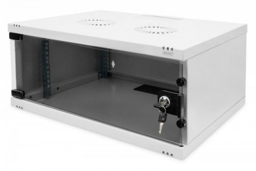 Digitus Szafa sieciowa wisząca 19&quot; 4U, SOHO 241 x 540 x 400 mm, nośność 60kg, drzwi szyba, niezłożona, Szara