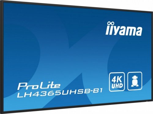 IIYAMA Monitor 43 cale LH4365UHSB-B1 24/7, IPS, ANDROID 11, 4K, 800cd, iiSignage2, SDM, 2x HDMI, DP, 2x USB,2x 10W, RJ45, WiFi, 