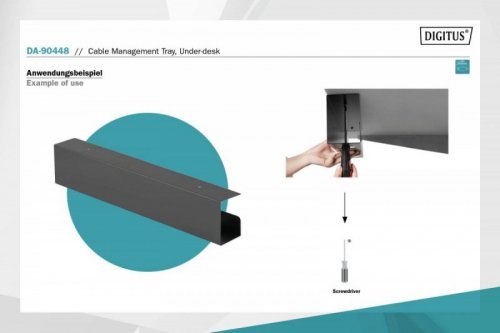Digitus Kanał stalowy do organizacji kabli / listew zasilających pod biurkiem, montaż śruby, 60 cm, czarny