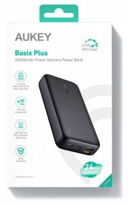AUKEY PB-N74S Power Bank 20000 mAh 5xUSB Quick Charge 3.0 Power Delivery 3.0 22.5W SCP LED kabel USB-C