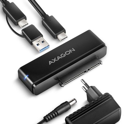 AXAGON ADSA-FPX Adapter USB-C 10Gbps SATA 6G 2.5&quot;/3.5&quot; SSD/HDD FASTPORT X, w tym zasilacz, 60cm USB-C/USB-A kabel