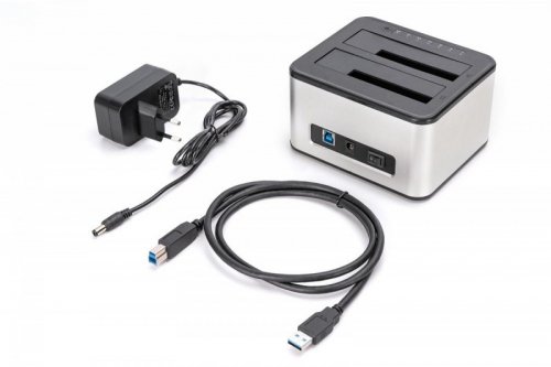 Digitus Stacja dokująca USB 3.0 Super Speed do 2x SSD/HDD 2.5/3.5&quot; SATA III max.2x20TB z funkcją klonowania
