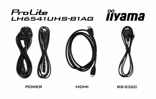 IIYAMA Monitor 65 cali LH6541UHS-B1AG VA,4K,24/7,LAN,USB,HDMI,500cd/m2,     Haze(25%),2x10W,Pion/Poziom
