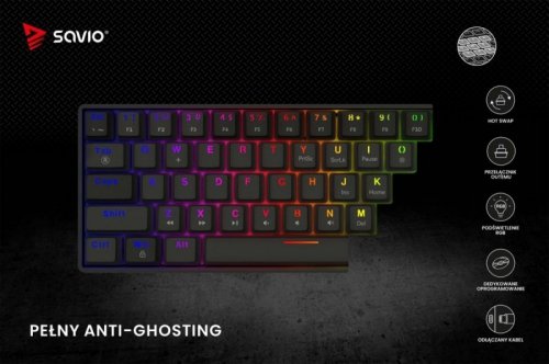 Savio Klawiatura mechaniczna BLACKOUT X2 OUTEMU Peach Silent, Hot Swap